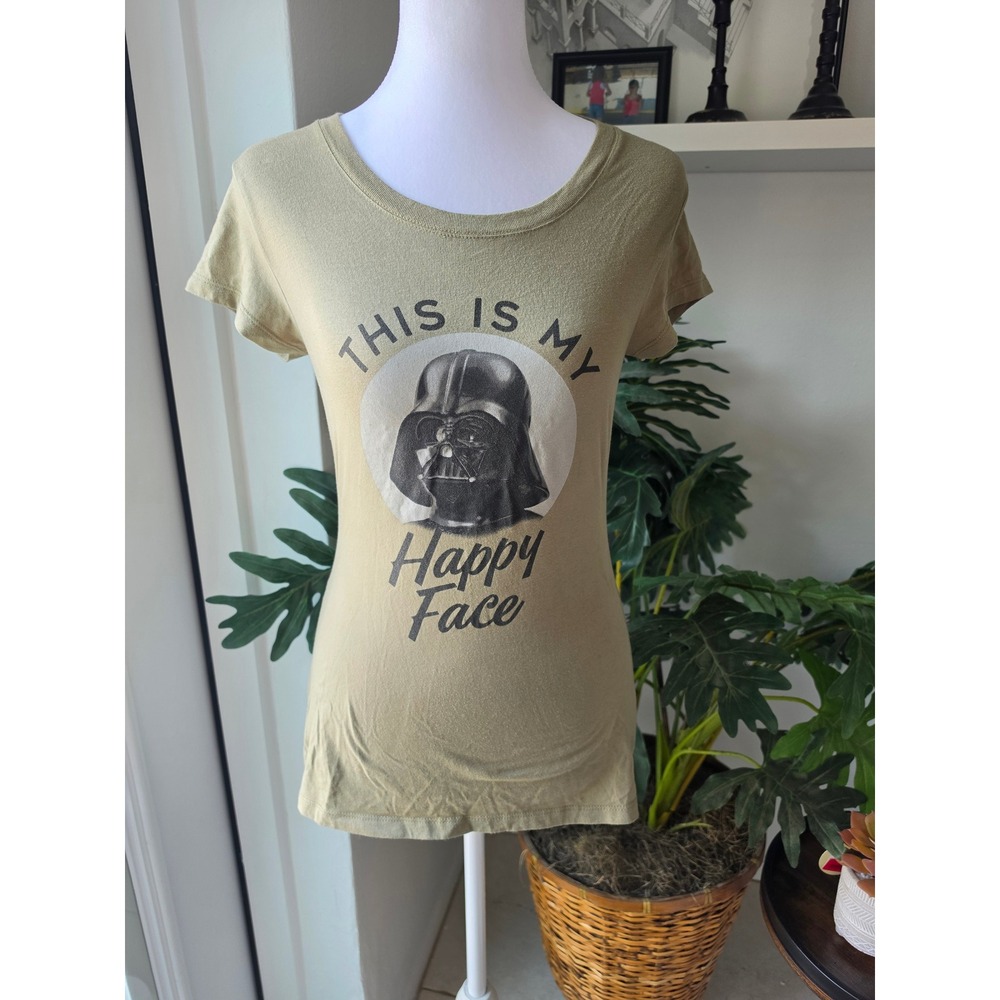 Star Wars Darth Vader This Is My Happy Face Graphic Tee Green Medium M 7-9